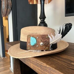 Atwood Palm leaf fedora with interchangeable patches.
